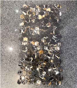 King Gold Marble Hexagon Mosaic Floor Wall Tiles