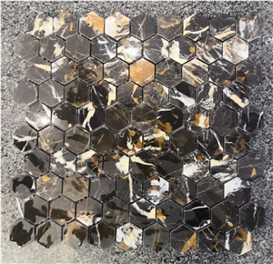 King Gold Marble Hexagon Mosaic Floor Wall Tiles