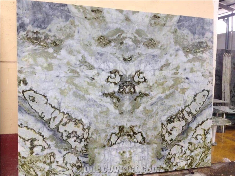 Peacock Green Marble Slabs Walling Flooring Tiles