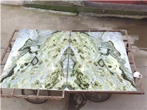 Peacock Green Marble Slabs Walling Flooring Tiles