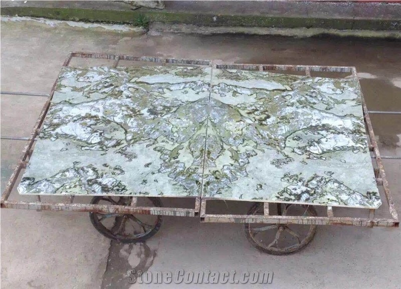 Peacock Green Marble Slabs Walling Flooring Tiles