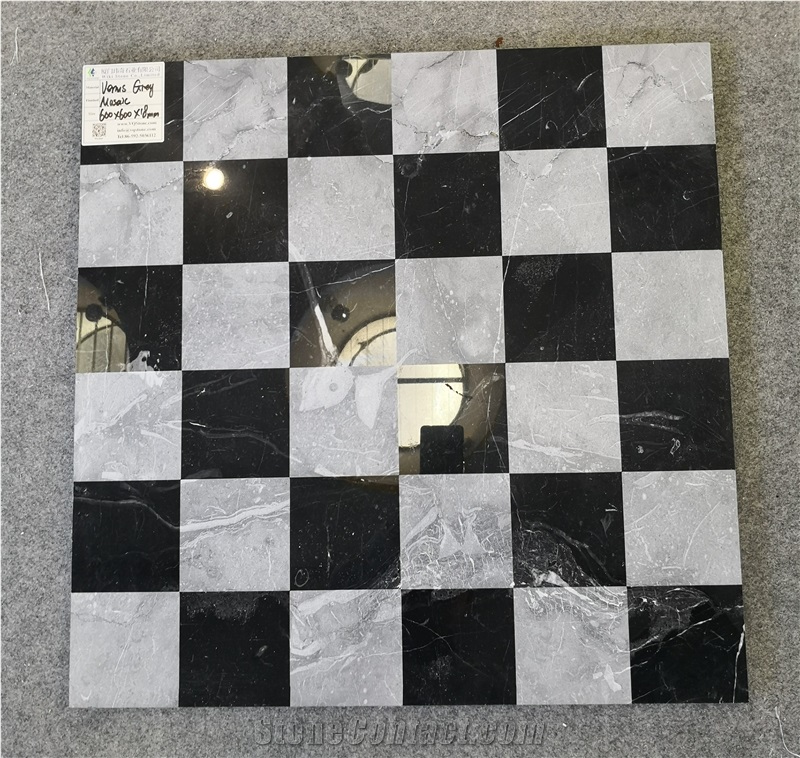 Polished Black Marble Mosaic Wall Flooring Tiles, Gold Peak Black Marble Mosaic