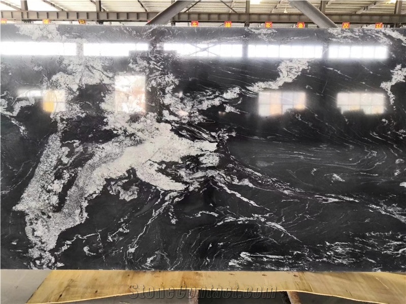River Black Via Lactea Granite Slabs Floor Tiles
