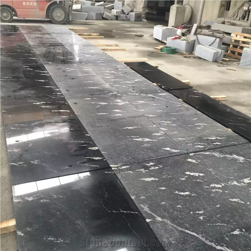 Snow Leopard Black Granite Slabs Flooring Tiles