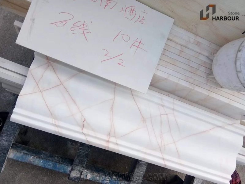 Thassos Red Lines Marble Slab