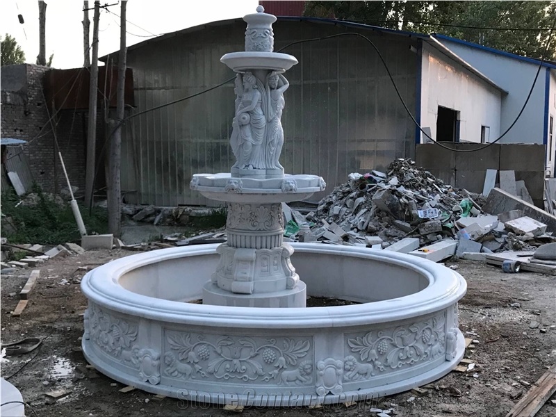 Hand Carved White Marble Fountain Garden Fountain