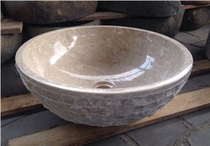 Marble Stone Sinks,Wash Basin, Wastafel Cream Marble Stone
