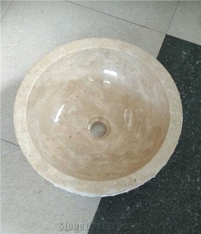 Marble Stone Sinks,Wash Basin, Wastafel Cream Marble Stone