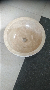 Marble Stone Sinks,Wash Basin, Wastafel Cream Marble Stone