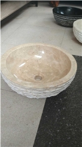 Marble Stone Sinks,Wash Basin, Wastafel Cream Marble Stone