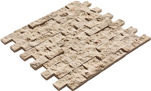 Split Face Classic Light Travertine Mosaic Split Face Classic Light Travertine Mosaic