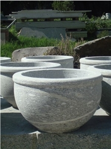Flower Pot in Serizzo Antigorio T. Disco