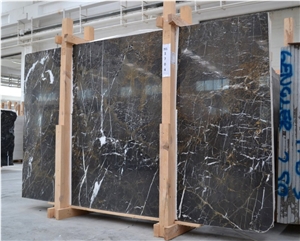Alanya Black Marble Slabs, Turkish Black Marble