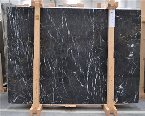 Alanya Black Marble Slabs, Turkish Black Marble
