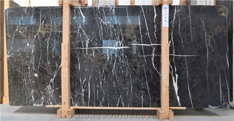 Alanya Black Marble Slabs, Turkish Black Marble