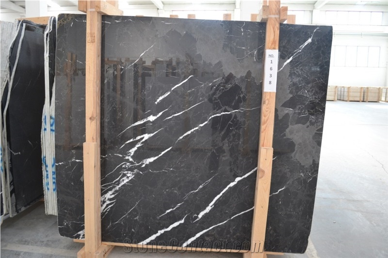Alanya Black Marble Slabs, Turkish Black Marble