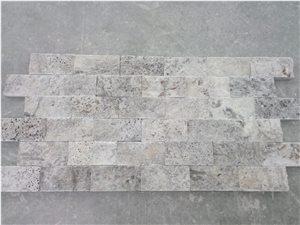 Silver Travertine Split Linear Mosaic