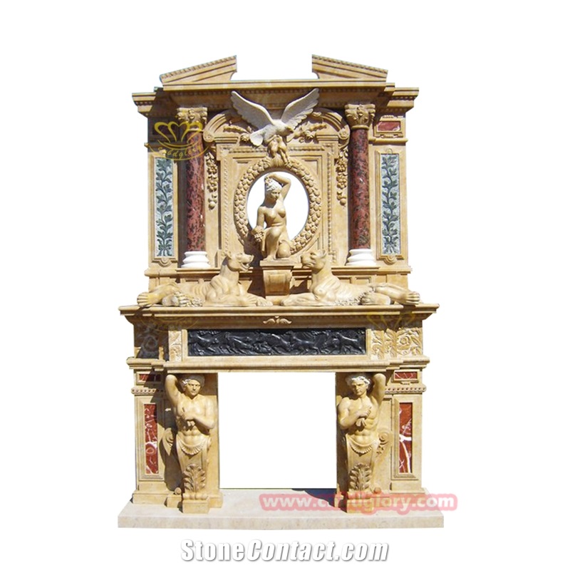 Double Marble Statue Fireplace