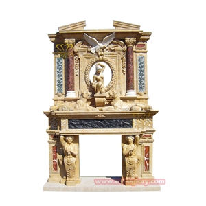 Double Marble Statue Fireplace