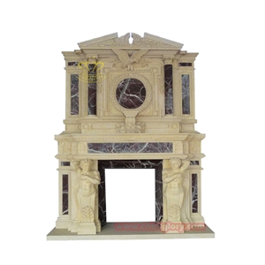 Double Marble Statue Fireplace