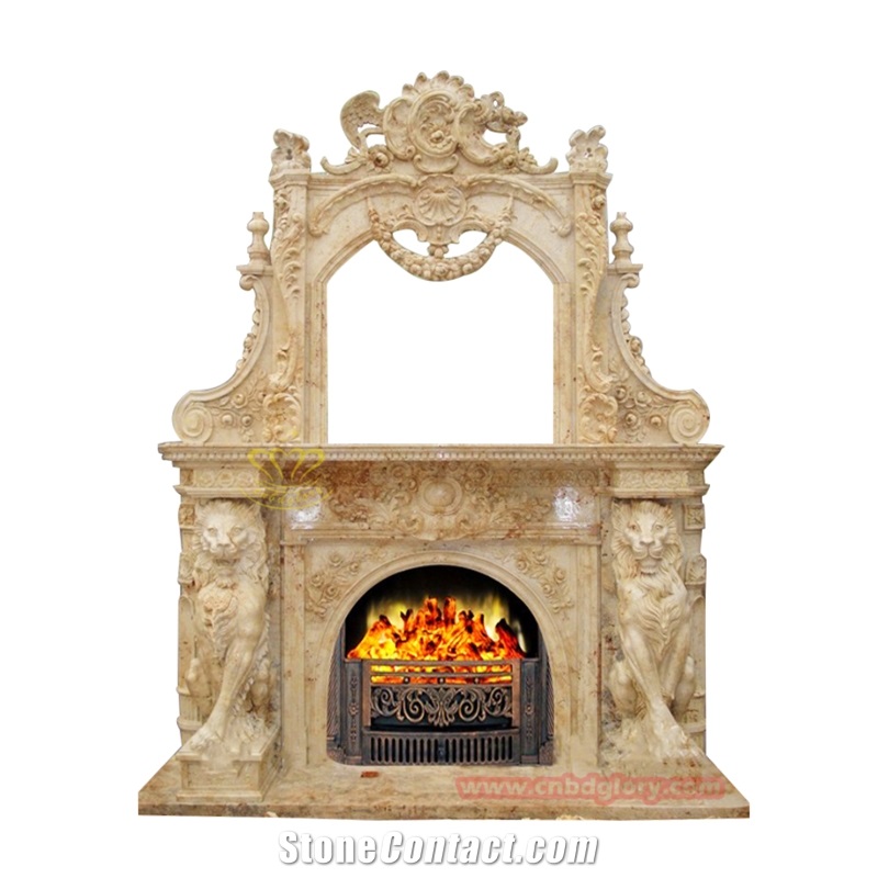 Double Marble Statue Fireplace