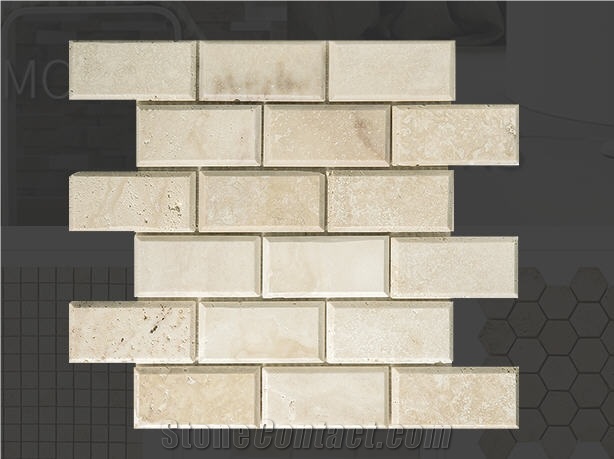 Classic Light Travertine Brick Mosaic