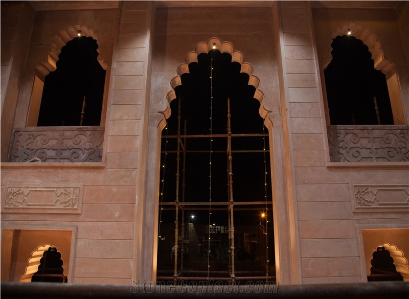 Jodhpur Pink Sandstone Building Elevation