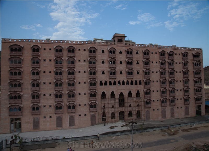 Jodhpur Pink Sandstone Building Elevation