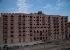 Jodhpur Pink Sandstone Building Elevation