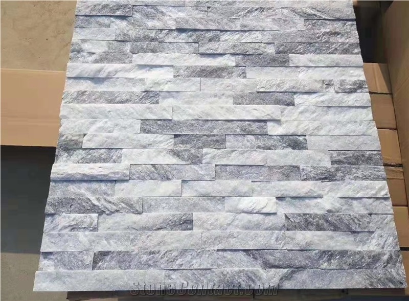 White and Grey Ashlar Natural Veneer Panel