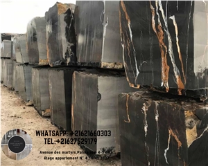 Noir Aziza Black Marble Block, Tunisia Black Marble