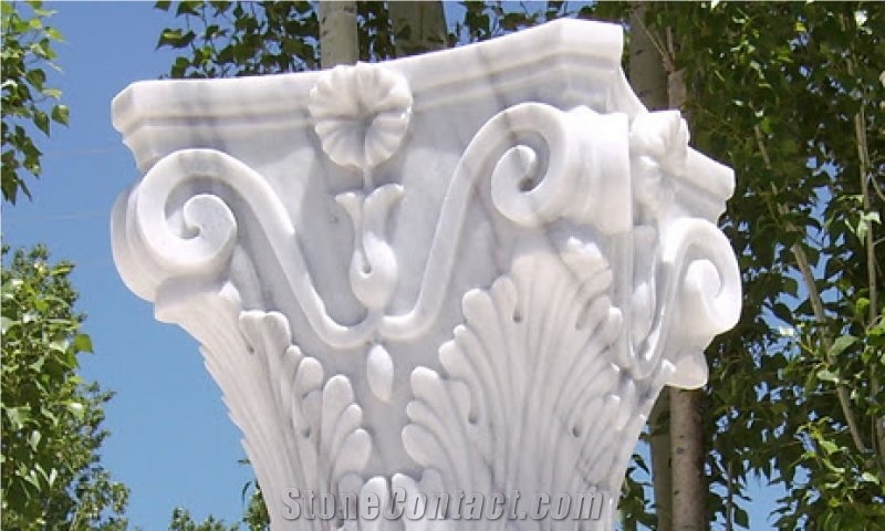 Afyon Sugar Marble Columns, Tops, Bases