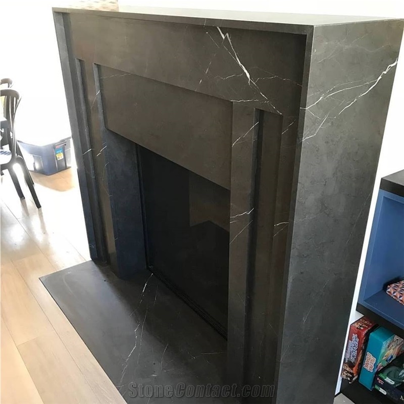 Pietra Gray Marble Fireplace