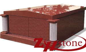 Columns&Roof Top Indian Red Granite Mausoleums