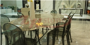 Oval Shape Grey Fleury Marble Table Top