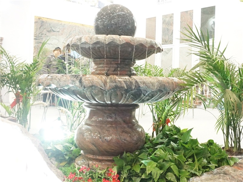 Sand Wave Base Blue Pearl Granite Ball Fountain