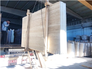 Light Travertine Vein Cut Filled Polished Slabs