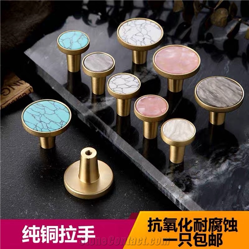 Drawer Door Handle Marble Handle Gold Glass Handle
