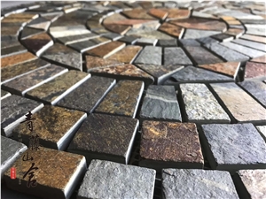 Slate Paving Rusty Slate Round Pattern Floor Tile