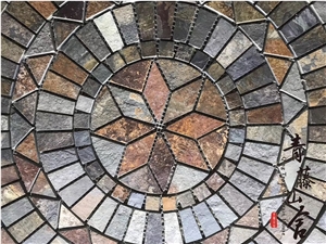 Slate Paving Rusty Slate Round Pattern Floor Tile