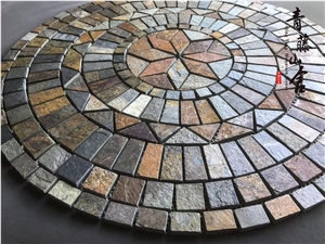 Slate Paving Rusty Slate Round Pattern Floor Tile