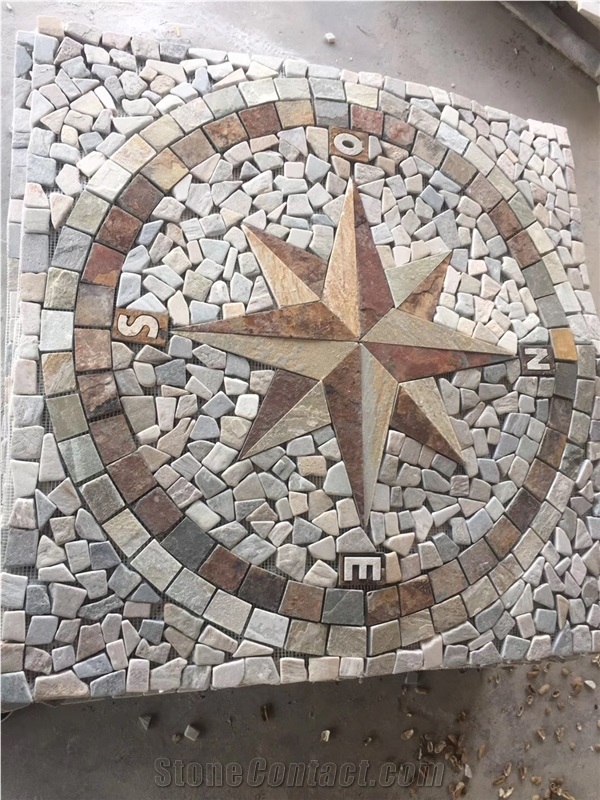Slate Paving Rusty Slate Round Pattern Floor Tile