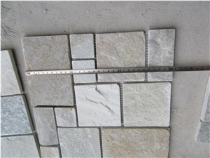China Natural Yellow Slate Mini Pattern Mosaic Wall Floor Tiles