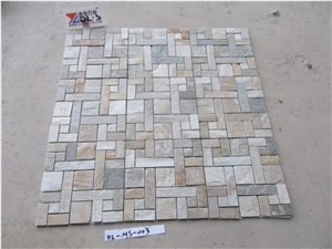 Multicolor Yellow Slate Mosaic Wall Floor Tiles
