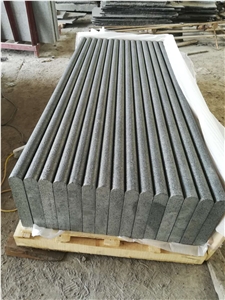 New G684 Stair Black Basalt Flamed Bullnose Step