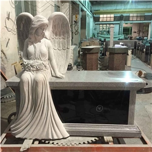 China Grey Granite Sitting Angel Bench Monuments