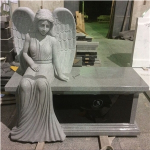 China Grey Granite Sitting Angel Bench Monuments