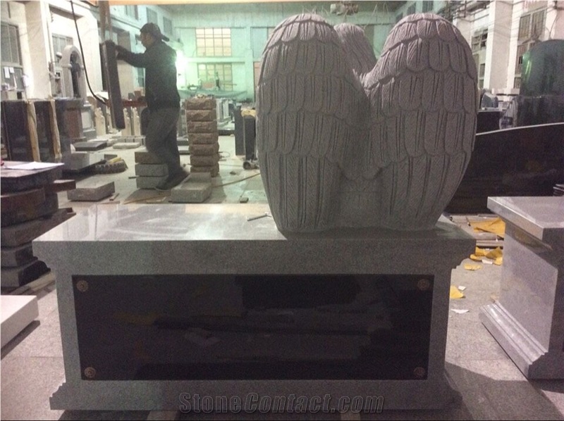 China Grey Granite Sitting Angel Bench Monuments