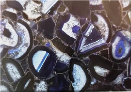 Blue Agate Semiprecious Stone Composited with Glass Translucent