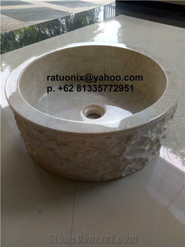 Java Cream Marble Wash Basins, Java Cream Marble Sink